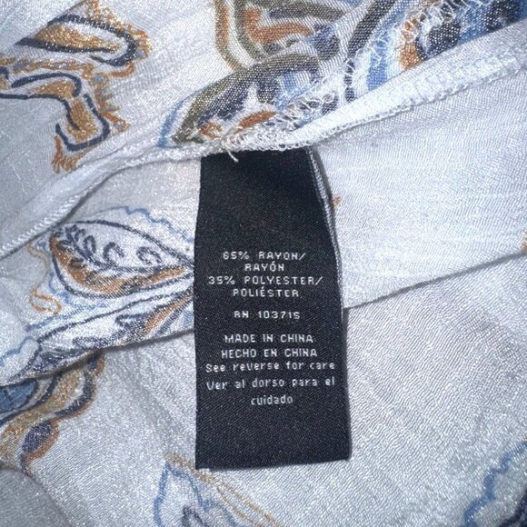 Zac & Rachel Paisley Button-Down Tunic Top S White/Brown/Blue Lightweight - Picture 3 of 7